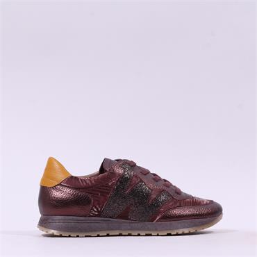 Wonders Towanda Nylon Laced Trainer - Burgundy